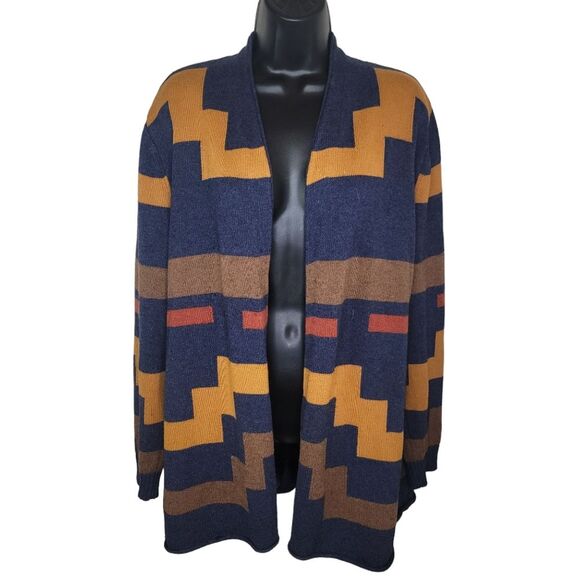 Pendleton Cardigan Imnaha Southwestern Print Wool Blend Sweater Size Petite Lrg - Picture 1 of 6